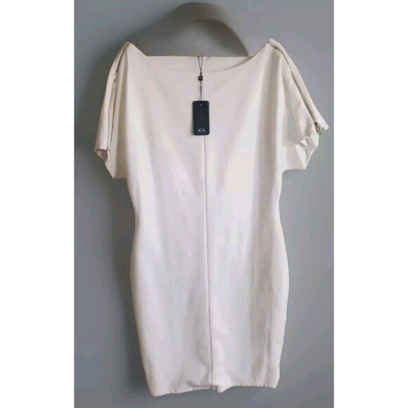 Armani Exchange Sheath Dress  Women's XL Cream Shoulder Zip Wool Blend NWT - Picture 1 of 9